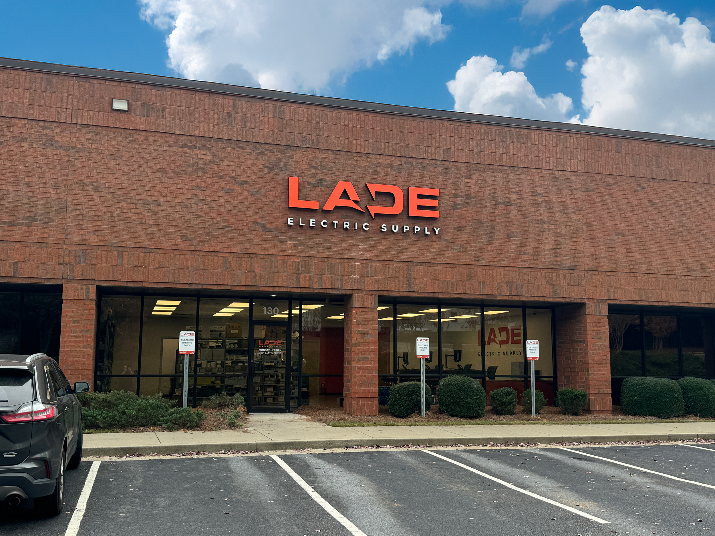 Main entrance to Lade Electric Supply in Lawrenceville, GA